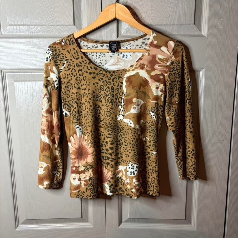 Y2K leopard print long sleeve  Size S suzy in the city fairy festival